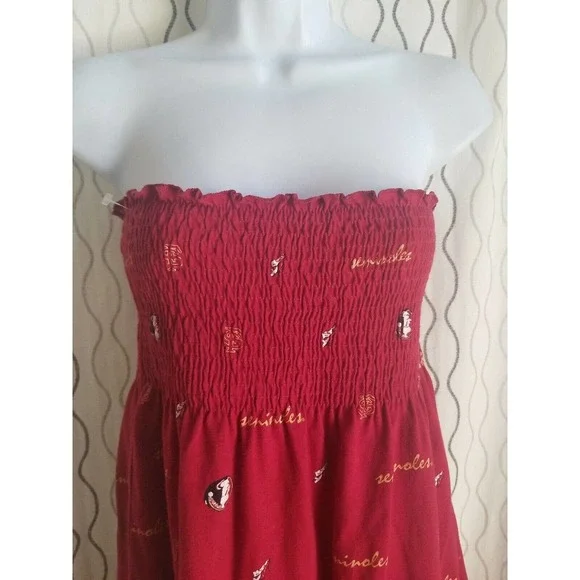 es COLLEGE CLASSICS SUNDRESS STRAPLESS FS Seminole Red White Strips Size XL - Picture 7 of 12